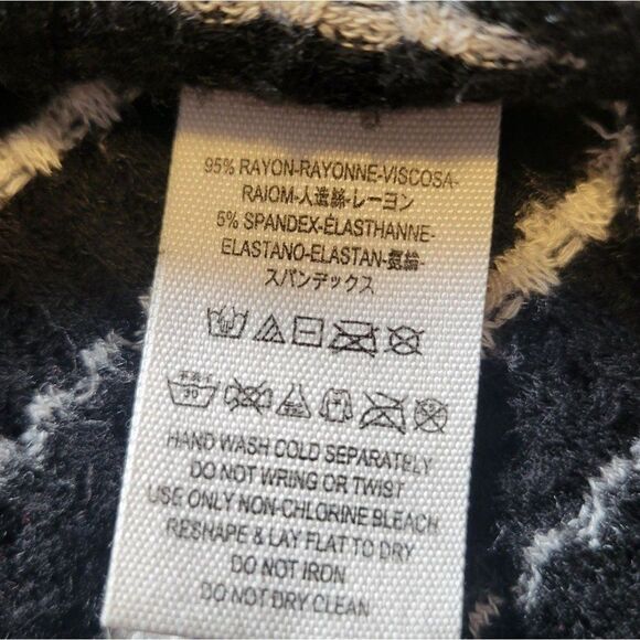 We the free cowl neck tunic Sweater ribbed black stripes Raw hem size large - Picture 4 of 5